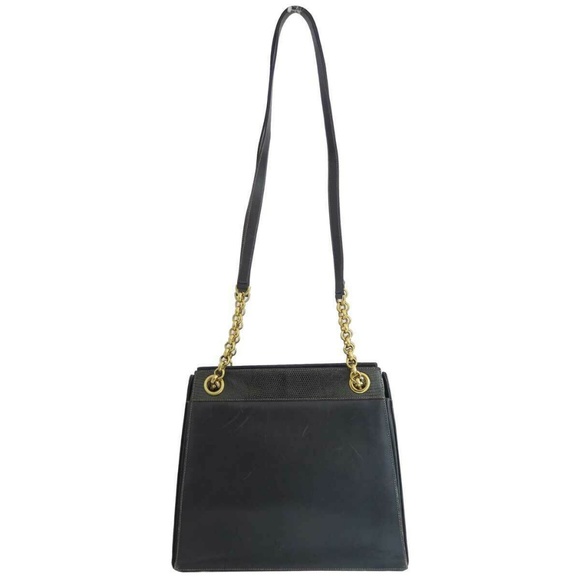 Salvatore Ferragamo Handbags - Salvatore Ferragamo Shoulder Bag Black Leather lizard embossed